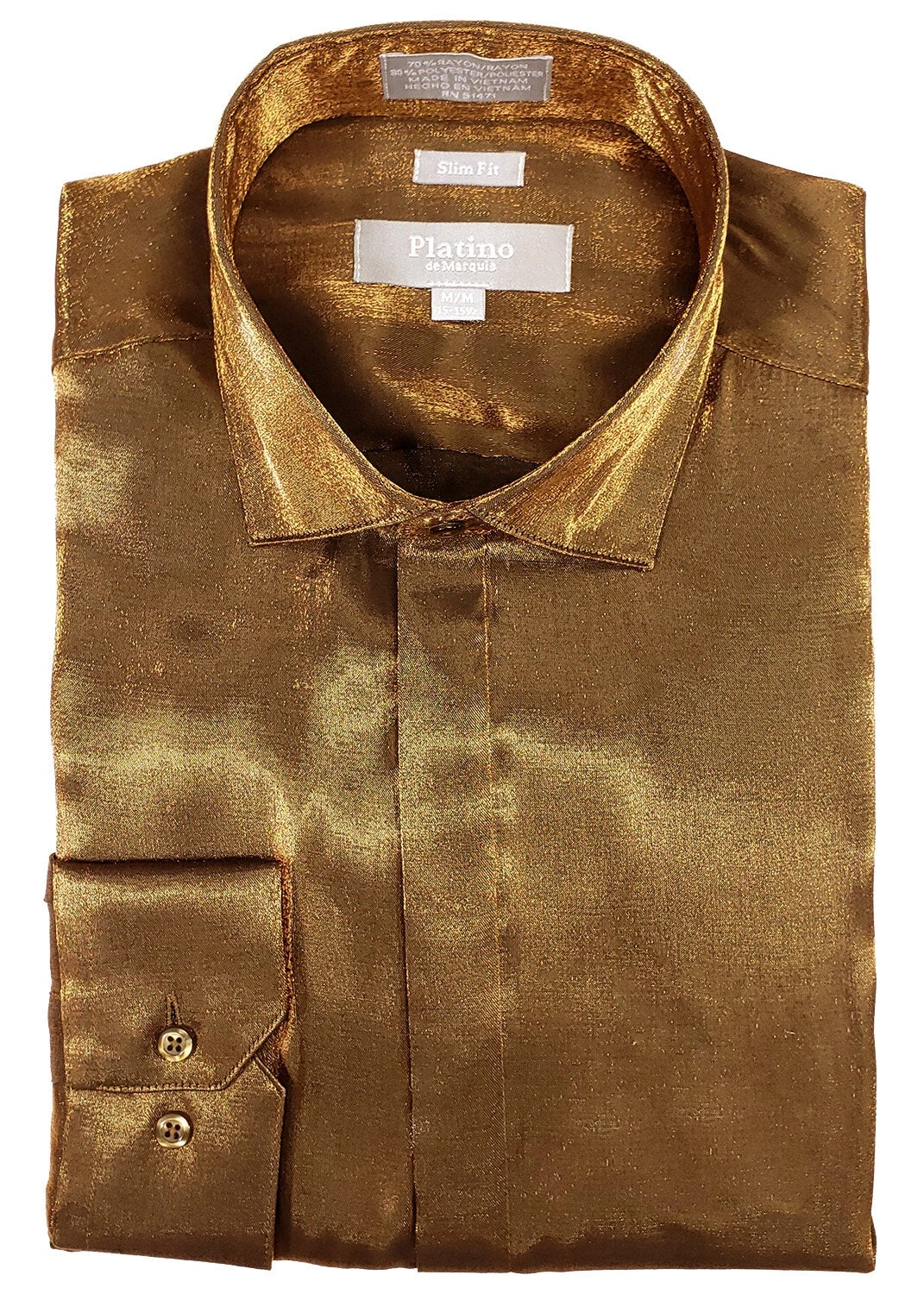 Goldener Glanz: 20101SL Platino Slim Fit Satin Hemd für den stilvollen Auftritt – Luxus pur!